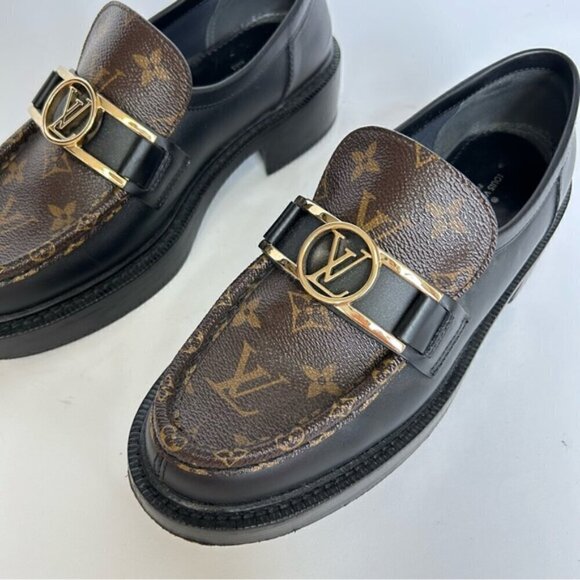 Louis Vuitton Academy Monogram Black Chunky Leather Loafers sz 39 - Picture 9 of 14